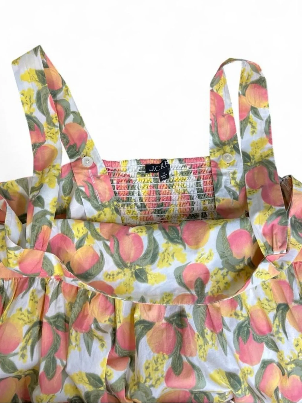 J.Crew Cotton Poplin Squareneck Midi Sun Dress- Peach print